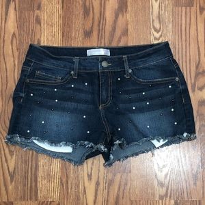 🎉2 for $10 jean shorts with pearl bead design
